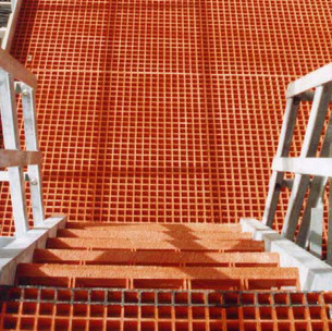 molded grating, stair treads, frp grating, frp platform, Fibergrate, Chemical Industry